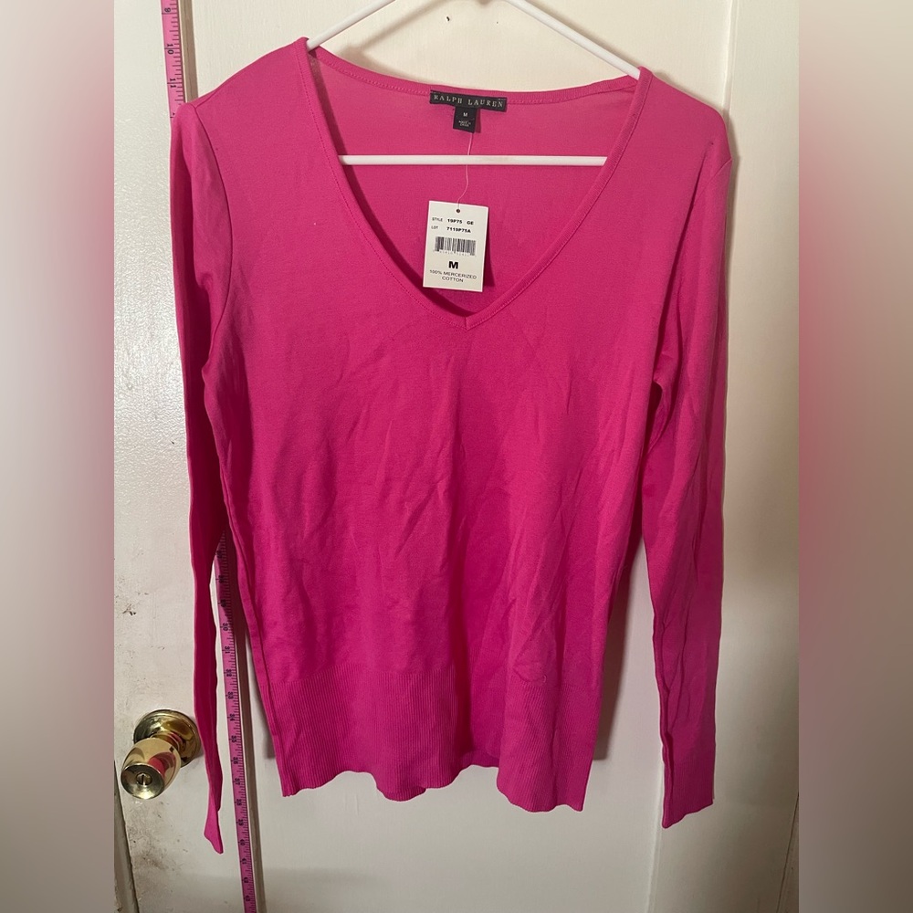 Ralph Lauren Women's Pink V-Neck Top